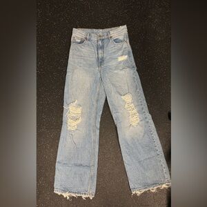 High Rise Distressed Blue Jeans